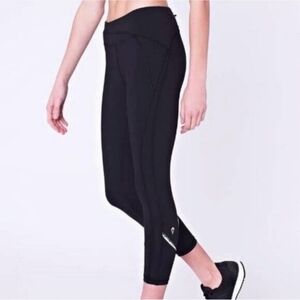 Ivivva Lululemon Hyper Track Crop Reflective Leggings, Black, Size 14